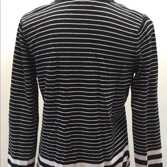 Liz Claiborne Women Black White Sweater Cowl Leather Button L/S Petite M Cotton - Picture 12 of 12